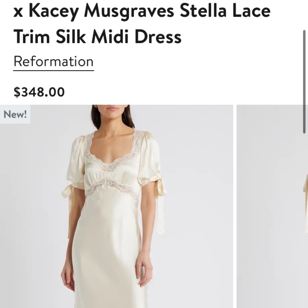 NWT Reformation x Kacey Musgraves Stella Lace Trim Silk Midi Dress (8)